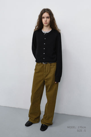 UNISEX CREWNECK KNIT CARDIGAN BLACK