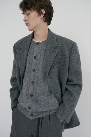 UNISEX 3 BUTTON WOOL BLAZER GREY