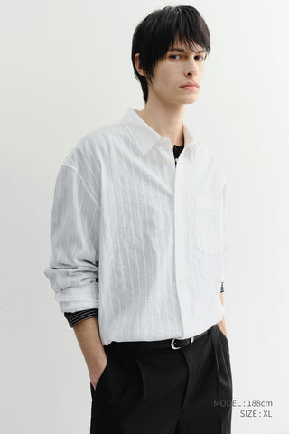 UNISEX CLASSIC OVERSHIRT WHITE STRIPE