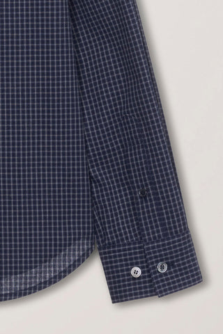 ESSENTIAL SLIM CHECKED SHIRT BLUE NAVY