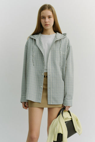 UNISEX CLASSIC HOODED SHIRT CREAM CHECK