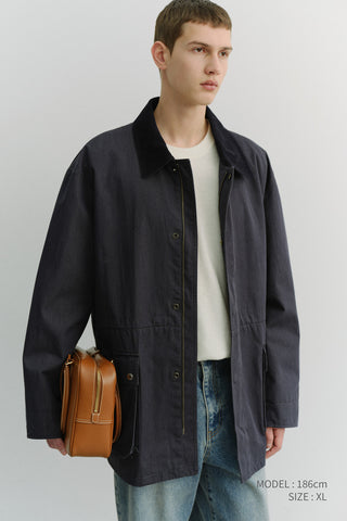UNISEX COTTON CHORE JACKET INDIGO NAVY