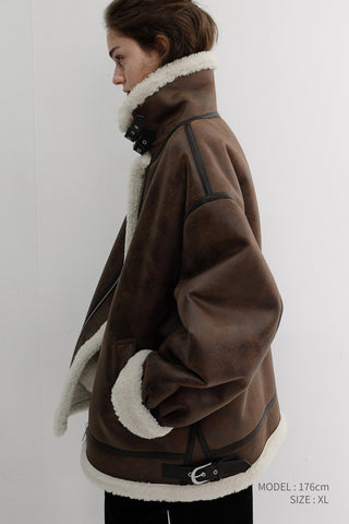 UNISEX B-3 SHEARLING JACKET DARK BROWN