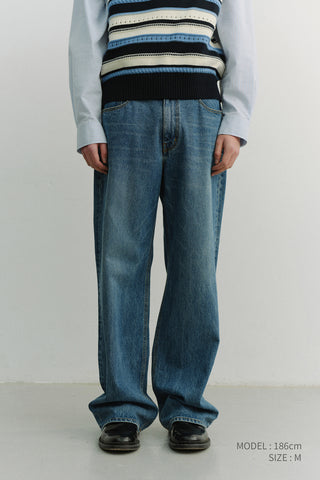 LOW RISE WIDE JEANS CLASSIC BLUE