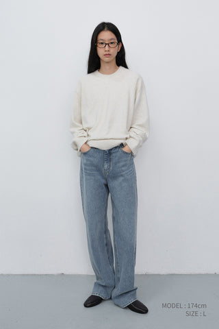 UNISEX ESSENTIAL CREWNECK SWEATER MELANGE IVORY