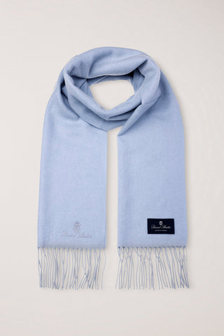 FRINGED CASHMERE MUFFLER SOFT BLUE