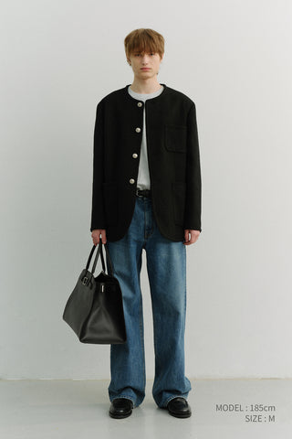 LOW RISE WIDE JEANS CLASSIC BLUE