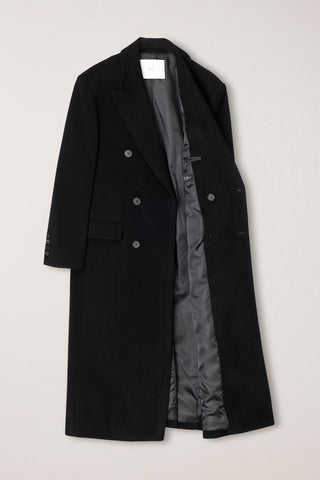UNISEX TAILORED DOUBLE-BREASTED CASHMERE COAT BLACK