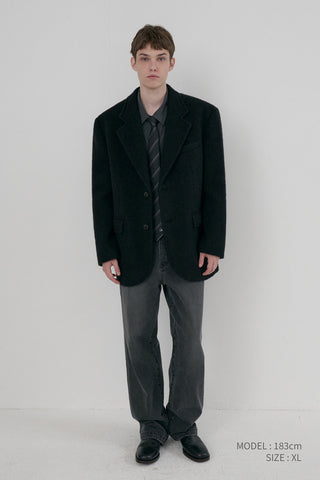 UNISEX ALPACA BLAZER COAT BLACK