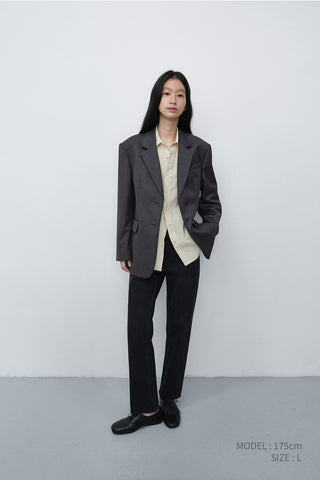 ESSENTIAL 2 BUTTON WOOL BLAZER MELANGE GREY