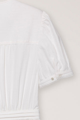 MAXI SHIRRING HALF SLEEVE DRESS IVORY