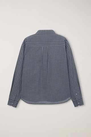 UNISEX CROPPED CHECKED SHIRT NAVY CHECK