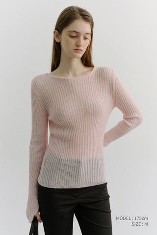 2-WAY SHIRRING KNIT TOP SOFT PINK