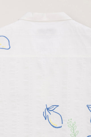 UNISEX HAND-DRAWING OPEN COLLARED SHIRT LEMON GARDEN