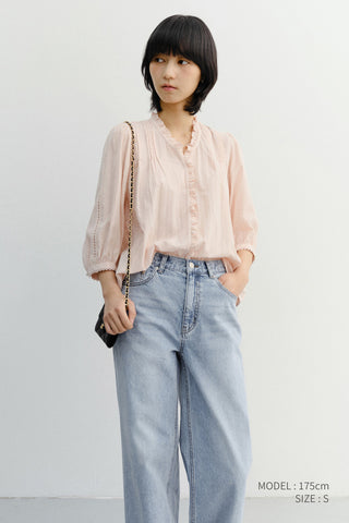 JANE FRILL BLOUSE SOFT PINK
