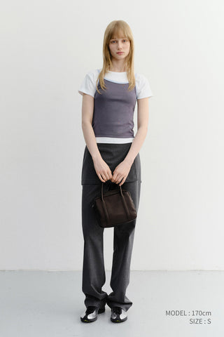 2-TONE TRIM SLEEVELESS TOP CHARCOAL SOFT BLUE