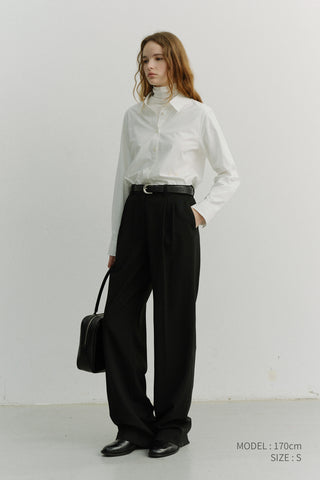 DOUBLE PLEATED SLACKS BLACK