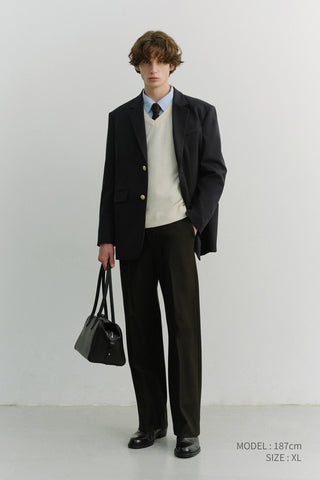 UNISEX 2 BUTTON WOOL BLAZER NAVY