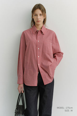 UNISEX OVERSIZED BD CHECKED SHIRT RED CHECK