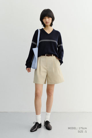 DOUBLE PLEATED BERMUDA SHORTS BEIGE