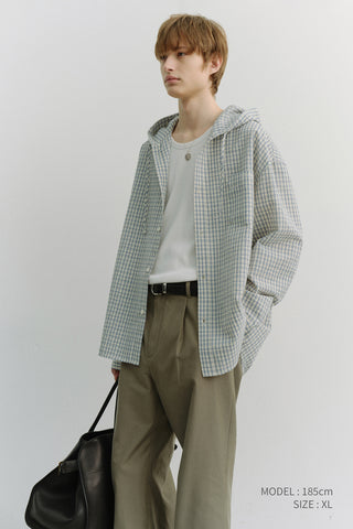 UNISEX CLASSIC HOODED SHIRT CREAM CHECK