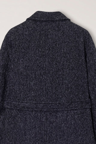 UNISEX RELAXED DOUBLE-BREASTED ROBE COAT CHARCOAL TWEED