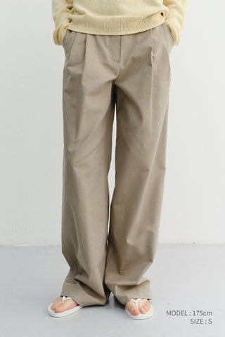 SUMMER DOUBLE PLEATED CHINO SLACKS KHAKI