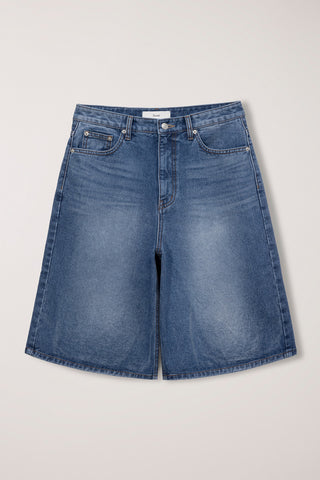 RELAXED BERMUDA DENIM SHORTS CLASSIC BLUE