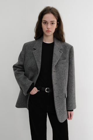 UNISEX 3 BUTTON WOOL BLAZER GREY