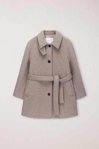 BELTED HALF COAT GREYISH BEIGE