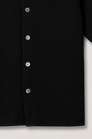 OPEN COLLARED CROCHET SHIRT BLACK