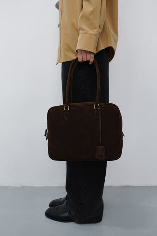 CLASSIC 28 SUEDE BAG DEEP BROWN