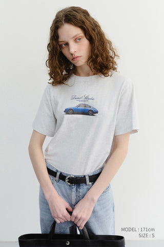UNISEX SUMMER HOLIDAY CAR T-SHIRT LIGHT MELANGE GREY