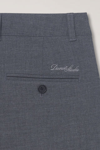 DOUBLE PLEATED SLACKS MELANGE GREY