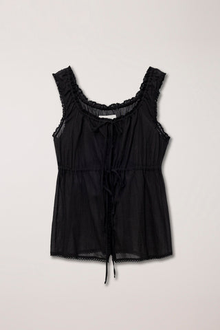 SHIRRING SLEEVELESS BLOUSE BLACK