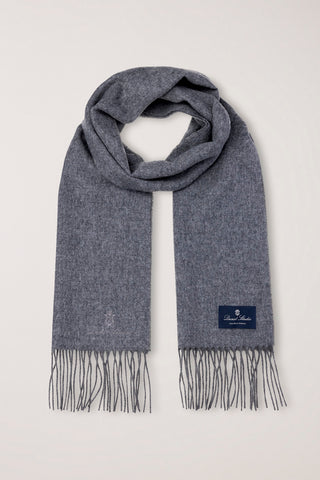 FRINGED CASHMERE MUFFLER MELANGE GREY