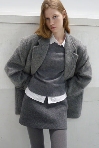 UNISEX ALPACA BLAZER COAT MELANGE GREY