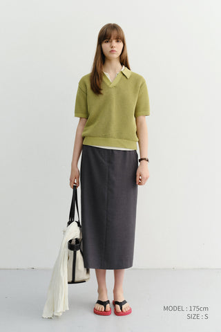 UNISEX CHUNKY POLO KNIT OLIVE