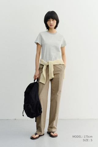 SUMMER STRAIGHT CHINO SLACKS DARK BEIGE