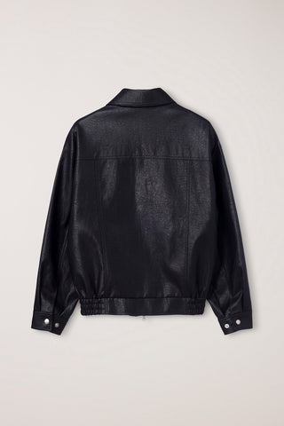 UNISEX ALTER-LEATHER ZIP-UP BLOUSON BLACK