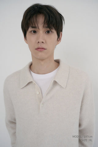 UNISEX HAIRY COLLARED SWEATER IVORY
