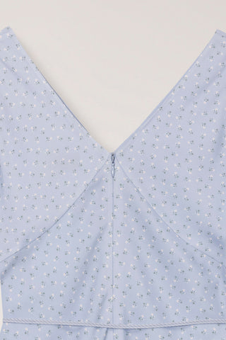 SLEEVELESS PATTERNED DRESS SOFT BLUE