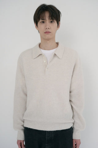 UNISEX HAIRY COLLARED SWEATER IVORY