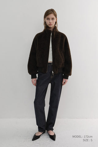 UNISEX BOA FLEECE BLOUSON DARK BROWN