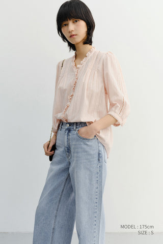JANE FRILL BLOUSE SOFT PINK