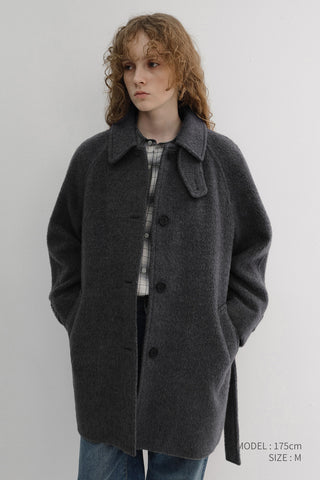 BELTED HALF COAT CHARCOAL GREY