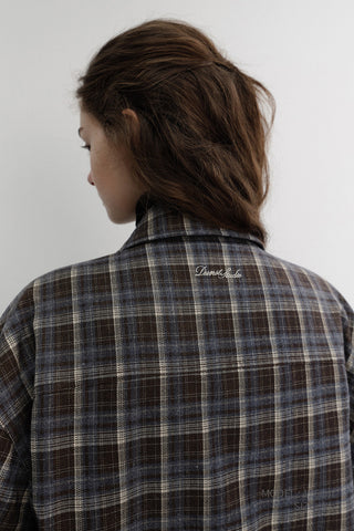 UNISEX QUILTED FLANNEL SHIRT BROWN CHECK