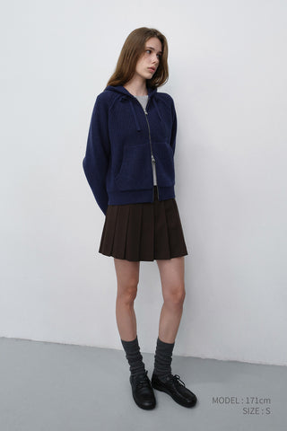 PLEATS MINI SKIRT BROWN