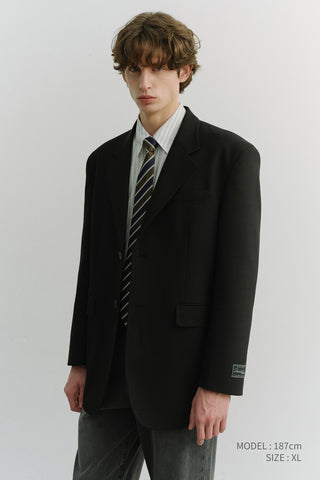 UNISEX OVERSIZED WOOL BLAZER BLACK