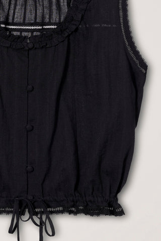 FRILL SLEEVELESS BLOUSE BLACK